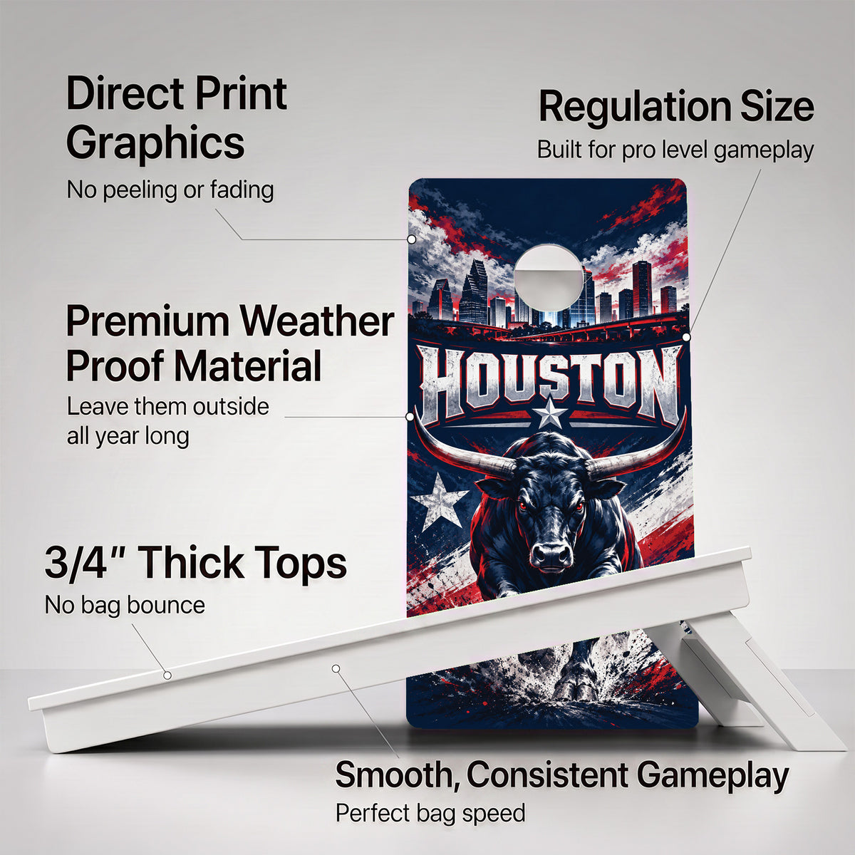 Houston Football Weather Proof Cornhole Boards