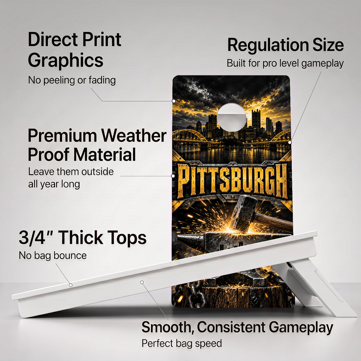 Pittsburgh Football Weather Proof Cornhole Boards