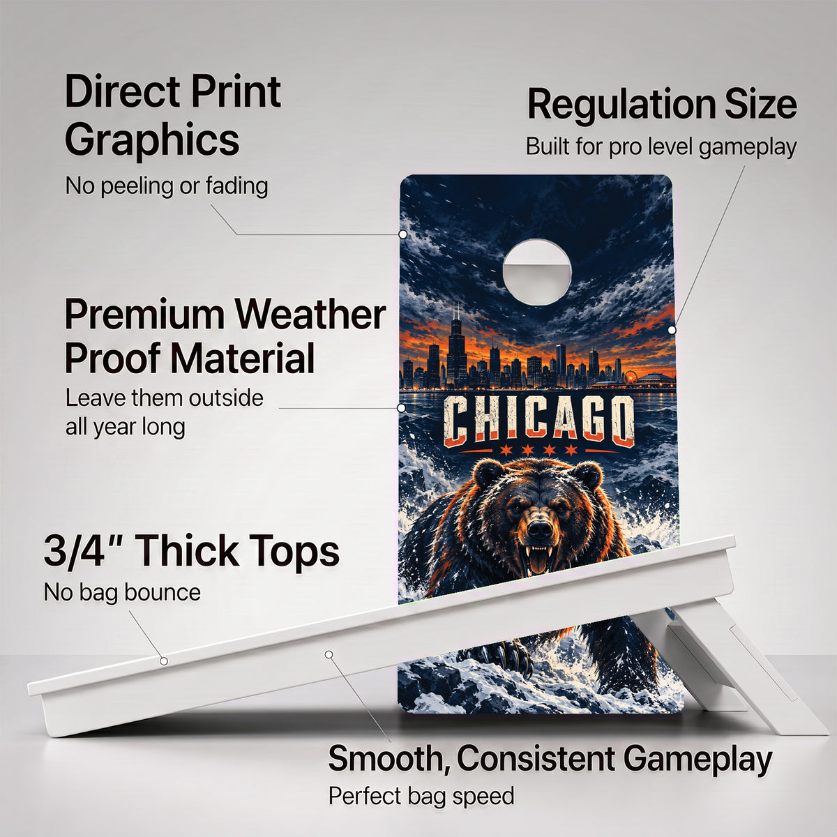 Chicago Football Weather Proof Cornhole Boards
