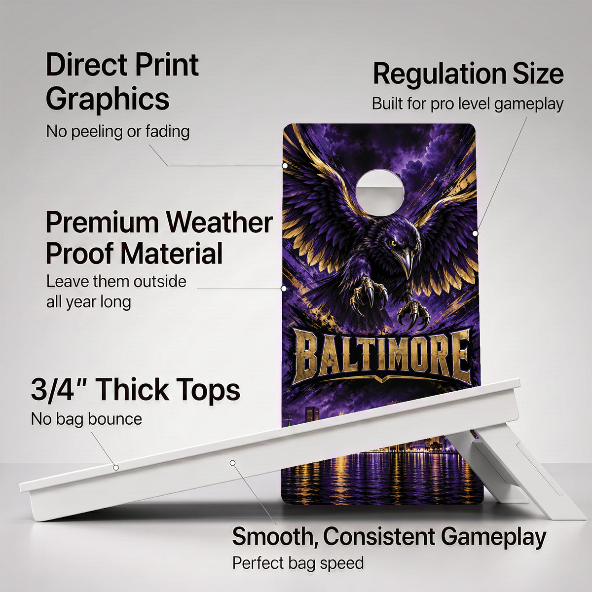 Baltimore Football Weather Proof Cornhole Boards