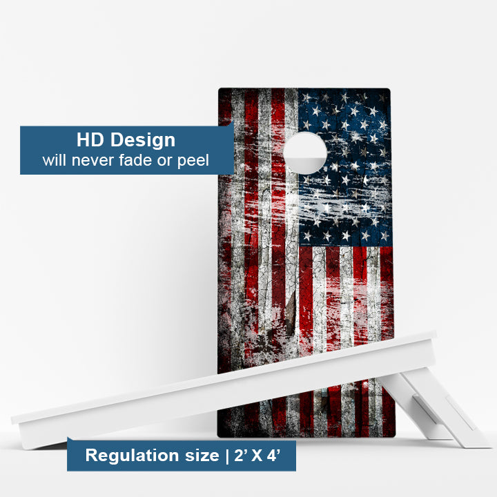 Rustic American Flag Weather Proof Cornhole Boards