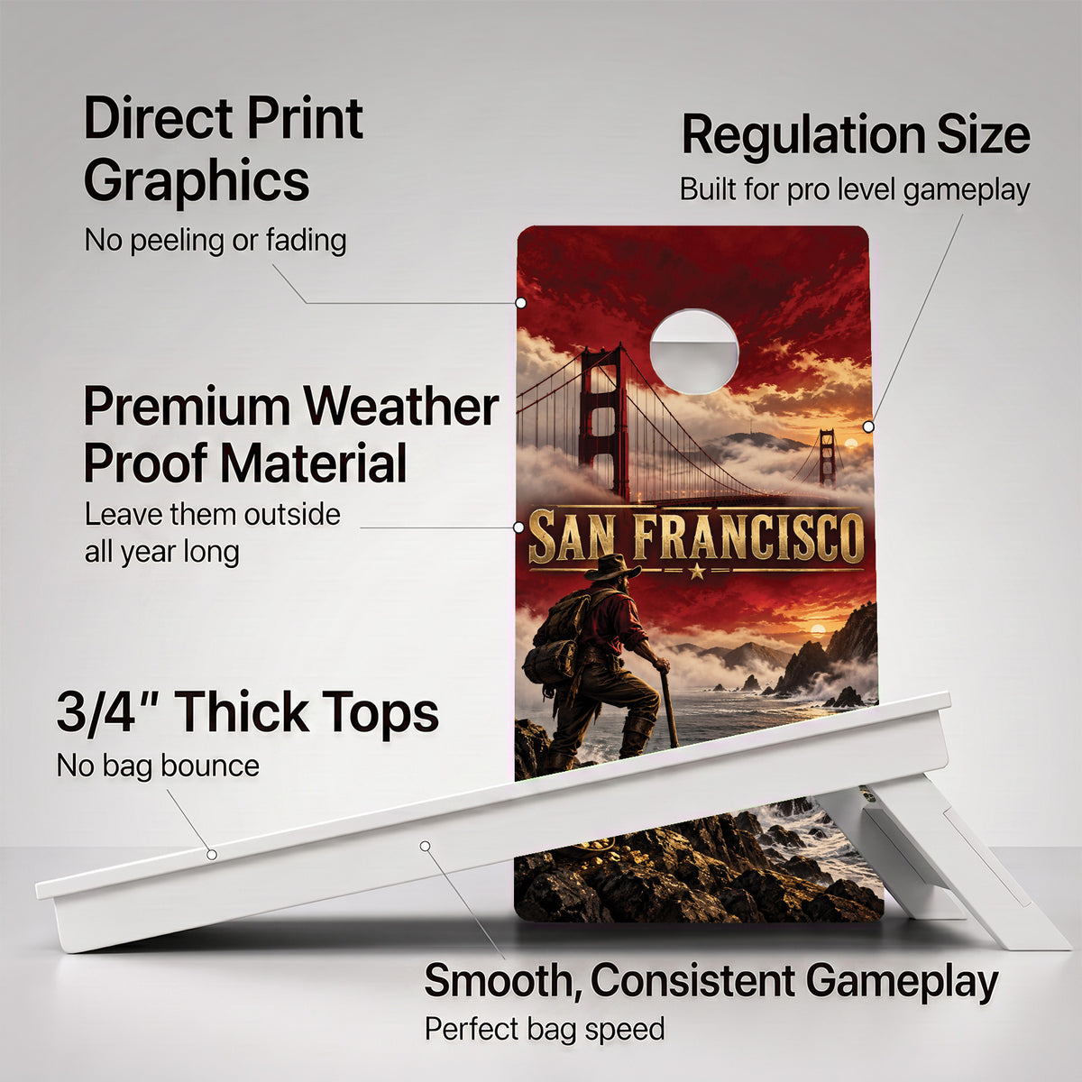 San Francisco Football Weather Proof Cornhole Boards