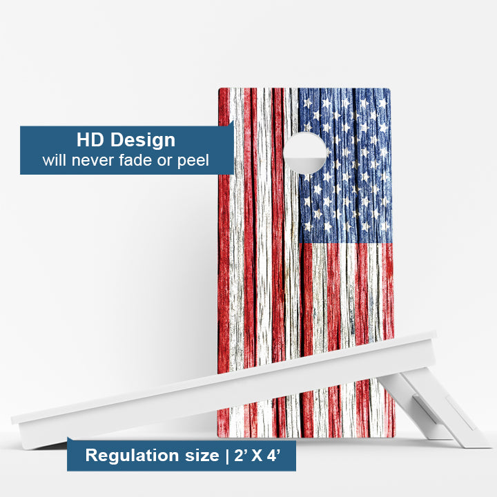 Rustic Wood Flag American Flag Weather Proof Cornhole Boards