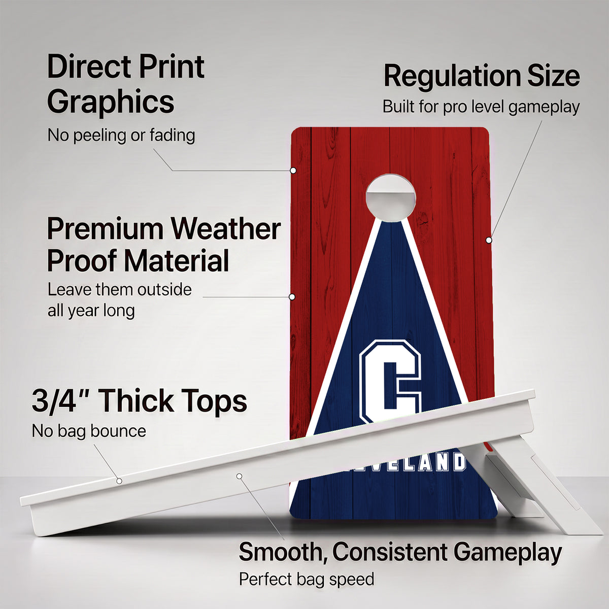 Cleveland Baseball Weather Proof Cornhole Boards