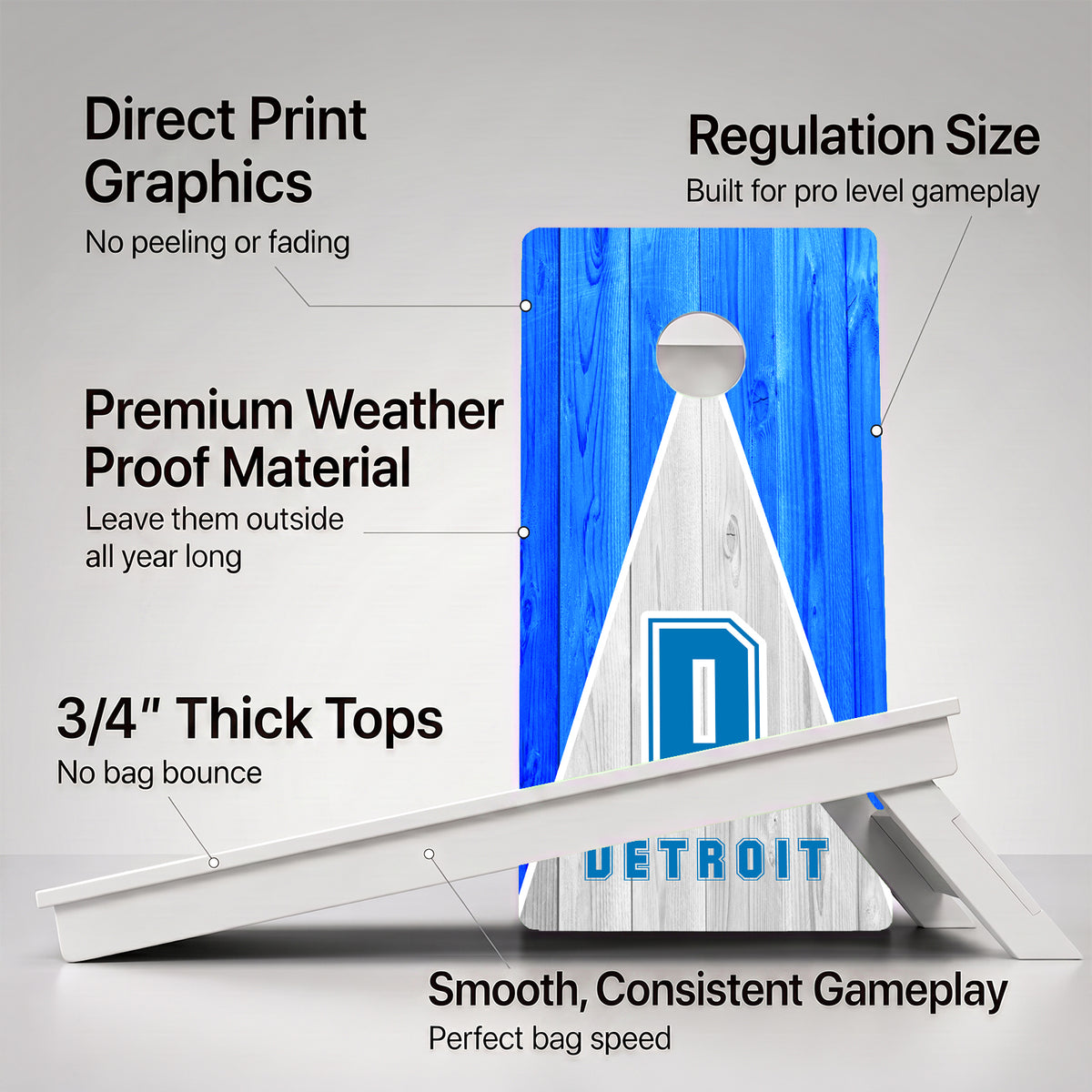 Detroit Pennant Football Weather Proof Cornhole Boards