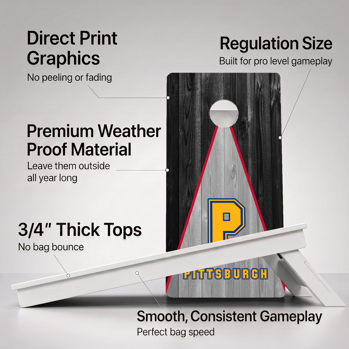 Pittsburgh Pennant Football Weather Proof Cornhole Boards