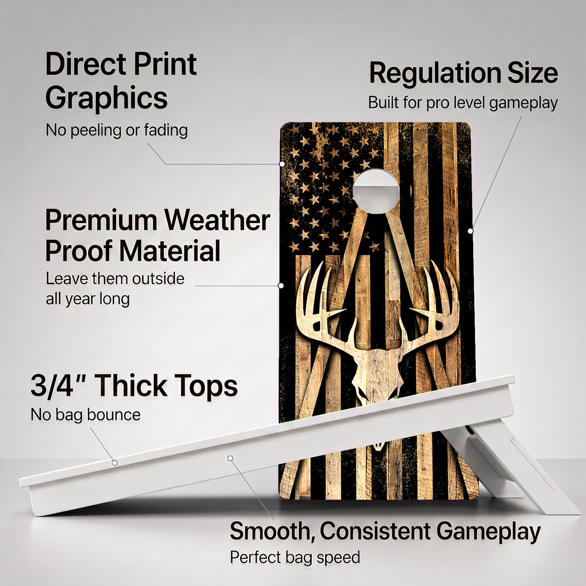 Deer Skull Weather Proof Cornhole Boards