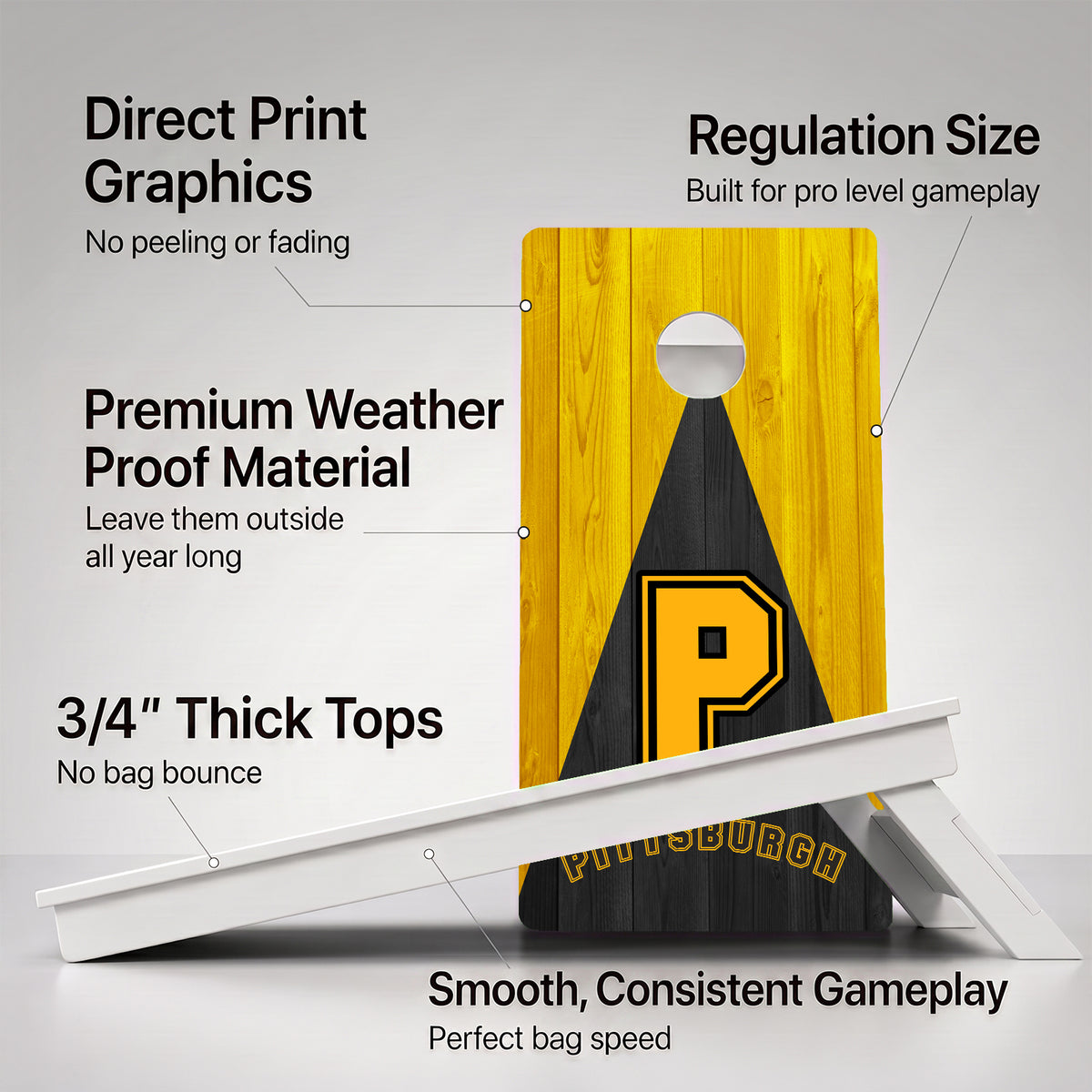 Pittsburgh Baseball Weather Proof Cornhole Boards