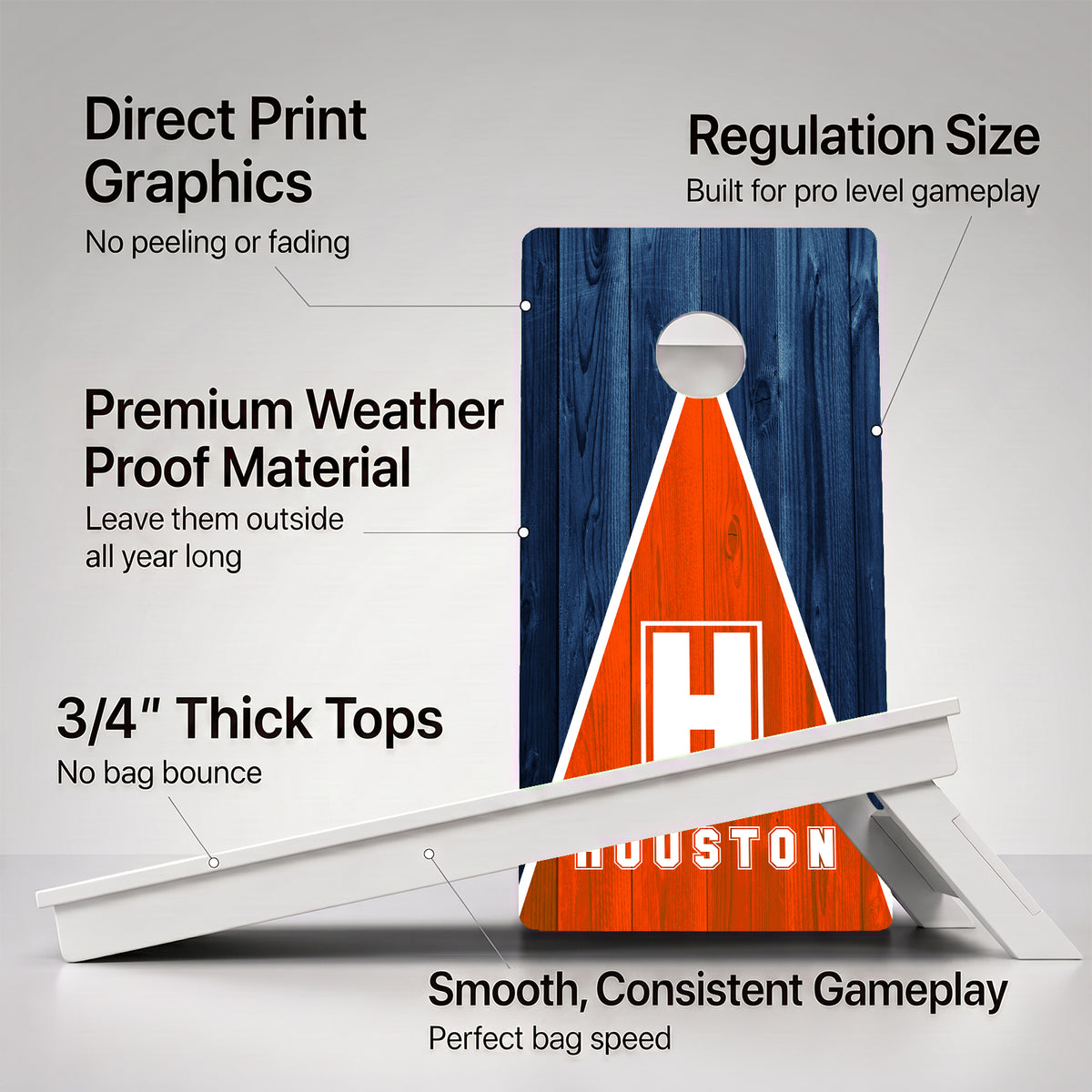 Houston Baseball Weather Proof Cornhole Boards