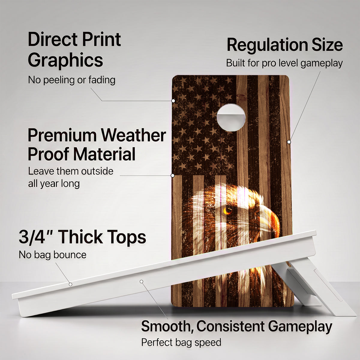 Faded Bald Eagle American Flag Weather Proof Cornhole Boards