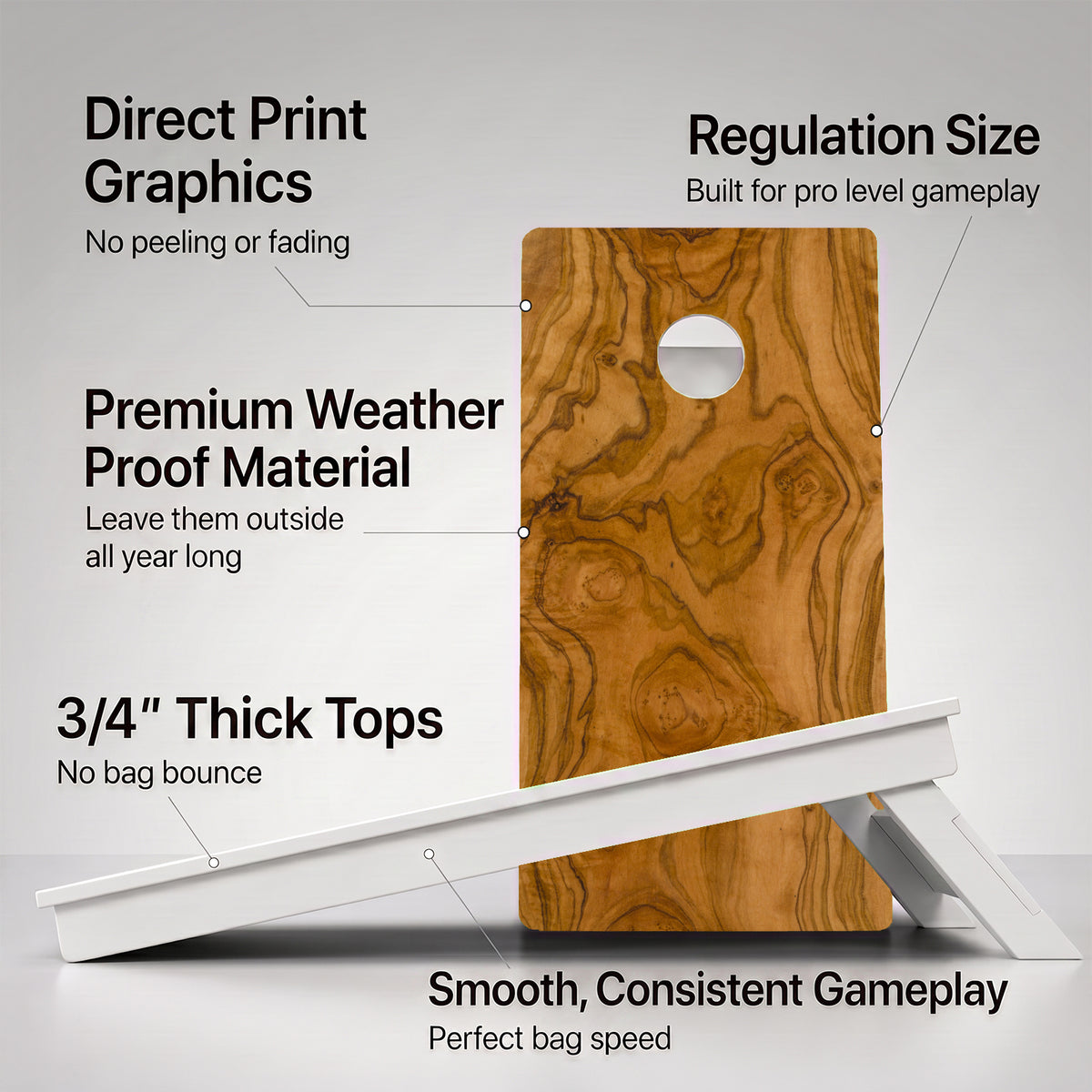 Wood Grain Weather Proof Cornhole Boards