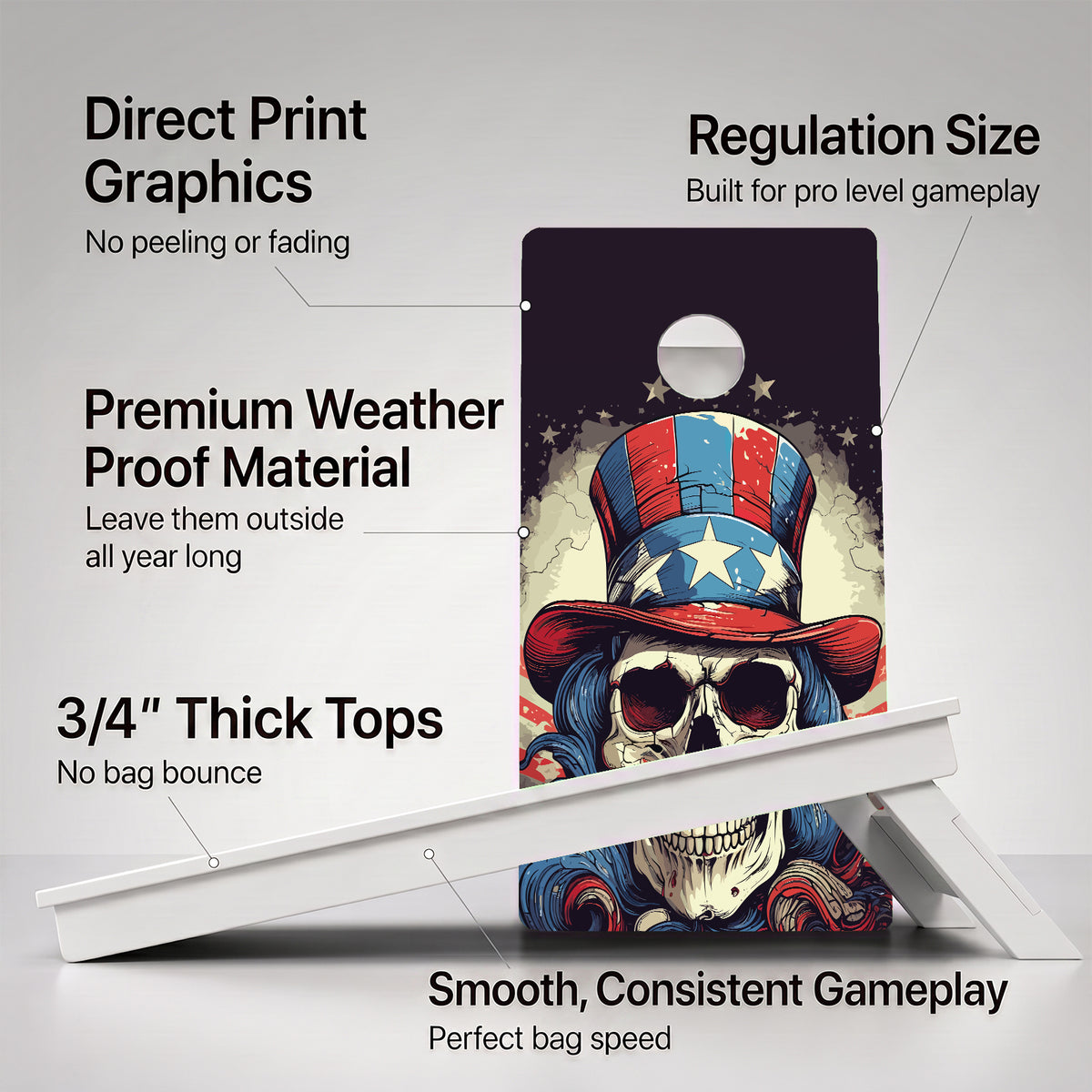 Uncle Same Skull Weather Proof Cornhole Boards