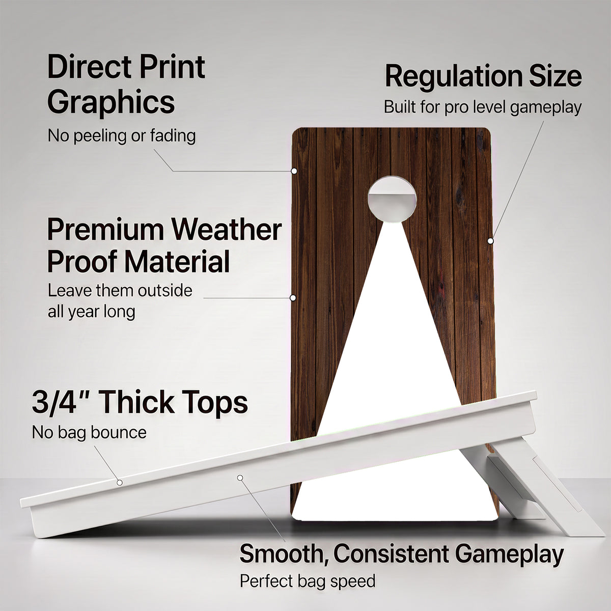 Wood Grain Triangle Weather Proof Cornhole Boards