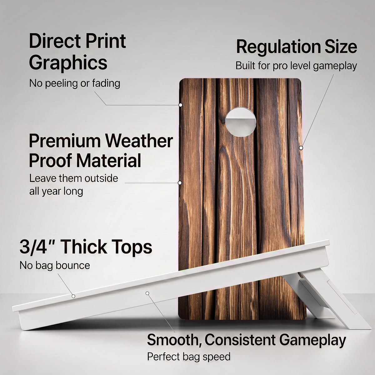 Thick Wood Grain Weather Proof Cornhole Boards