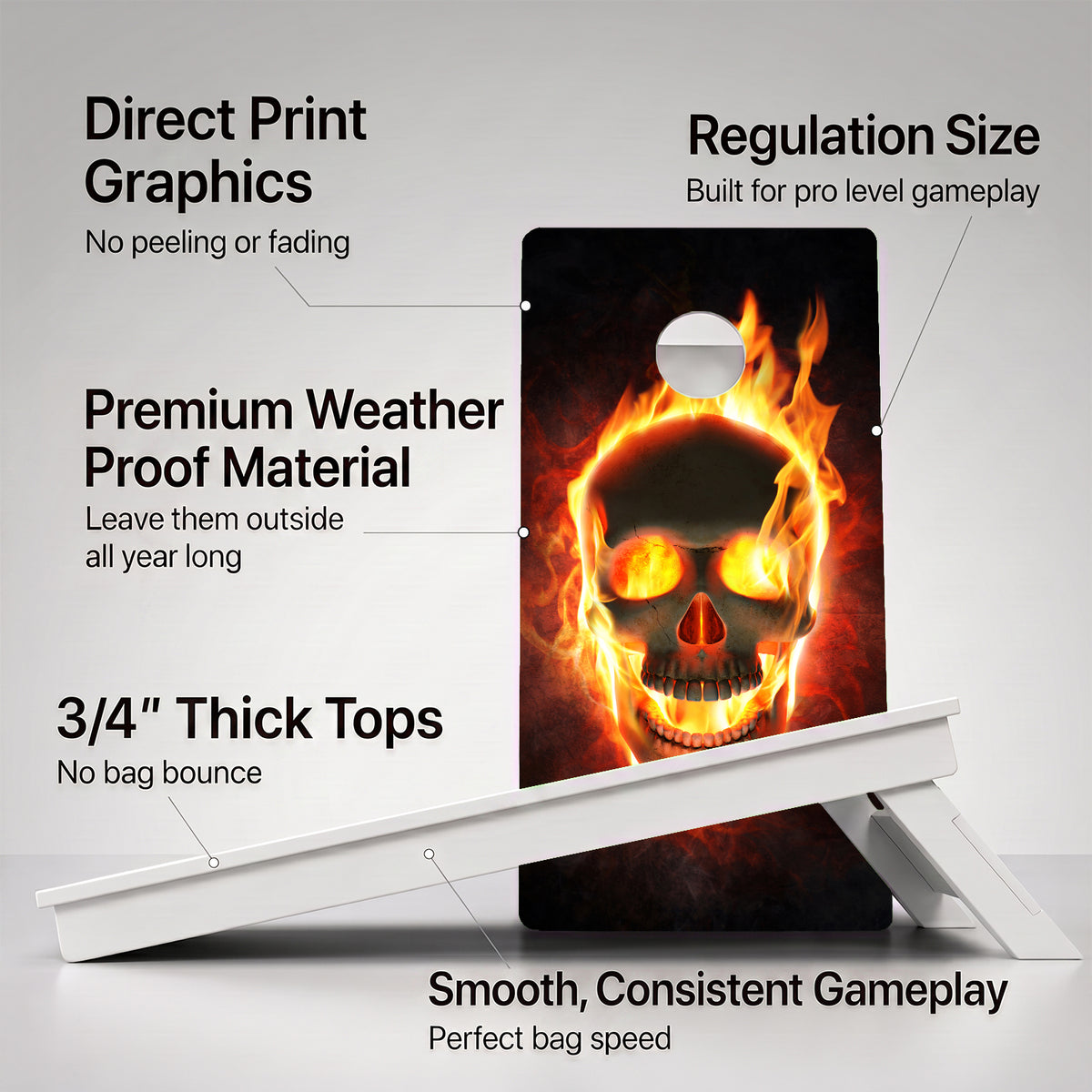 Fire Skull Weather Proof Cornhole Boards