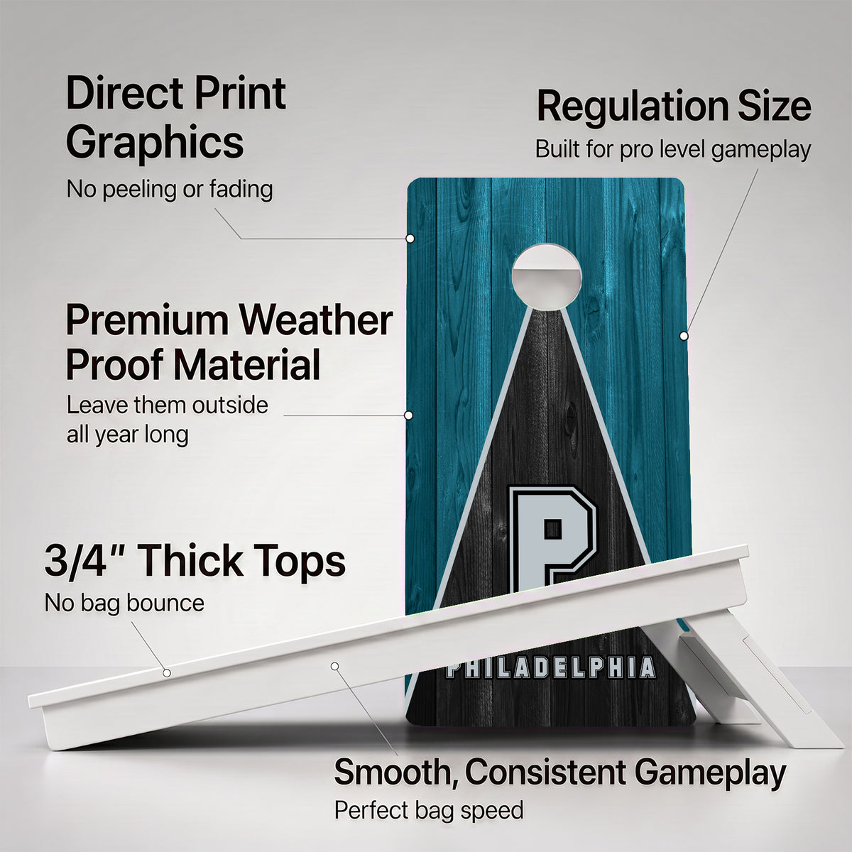 Philadelphia Pennant Football Weather Proof Cornhole Boards