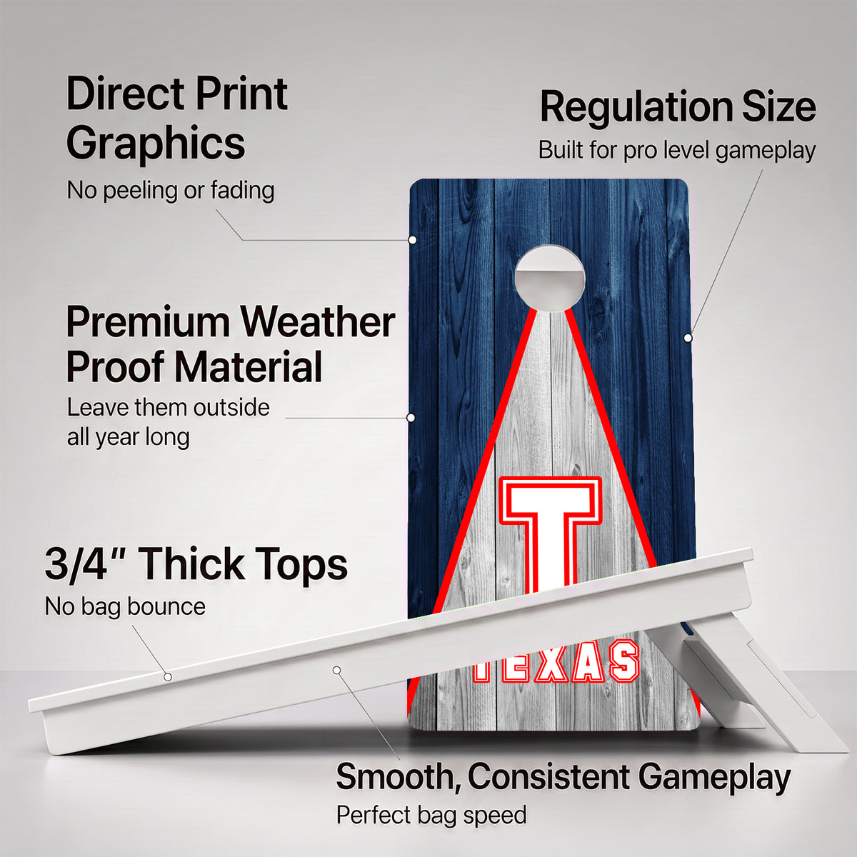 Texas Baseball Weather Proof Cornhole Boards