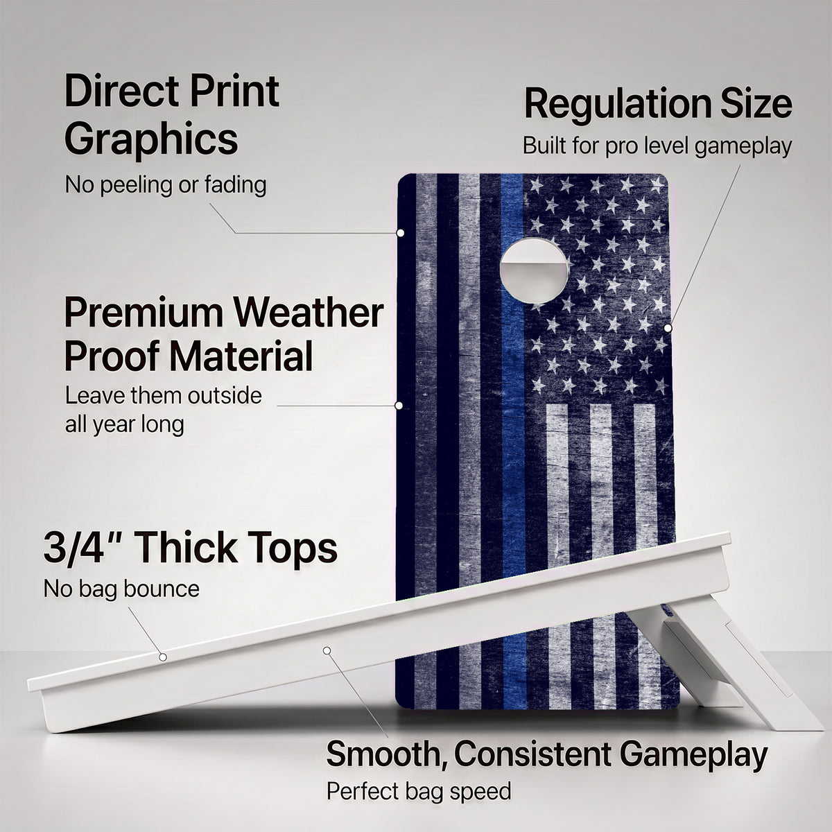 Thin Blue Line Flag Weather Proof Cornhole Boards