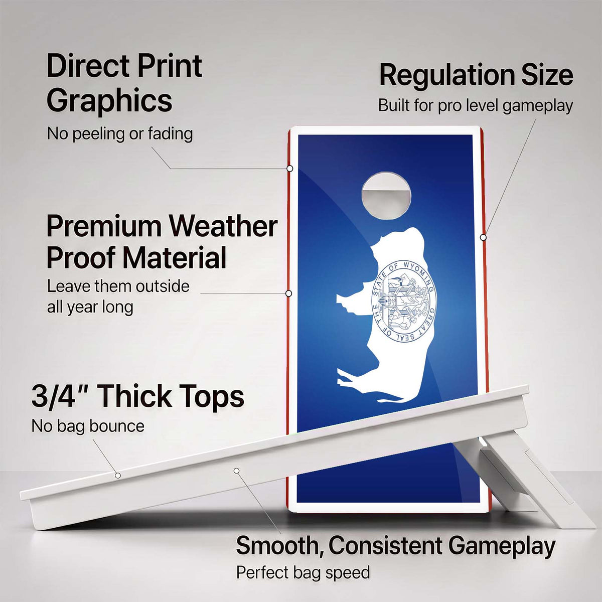 Wyoming Flag Weather Proof Cornhole Boards
