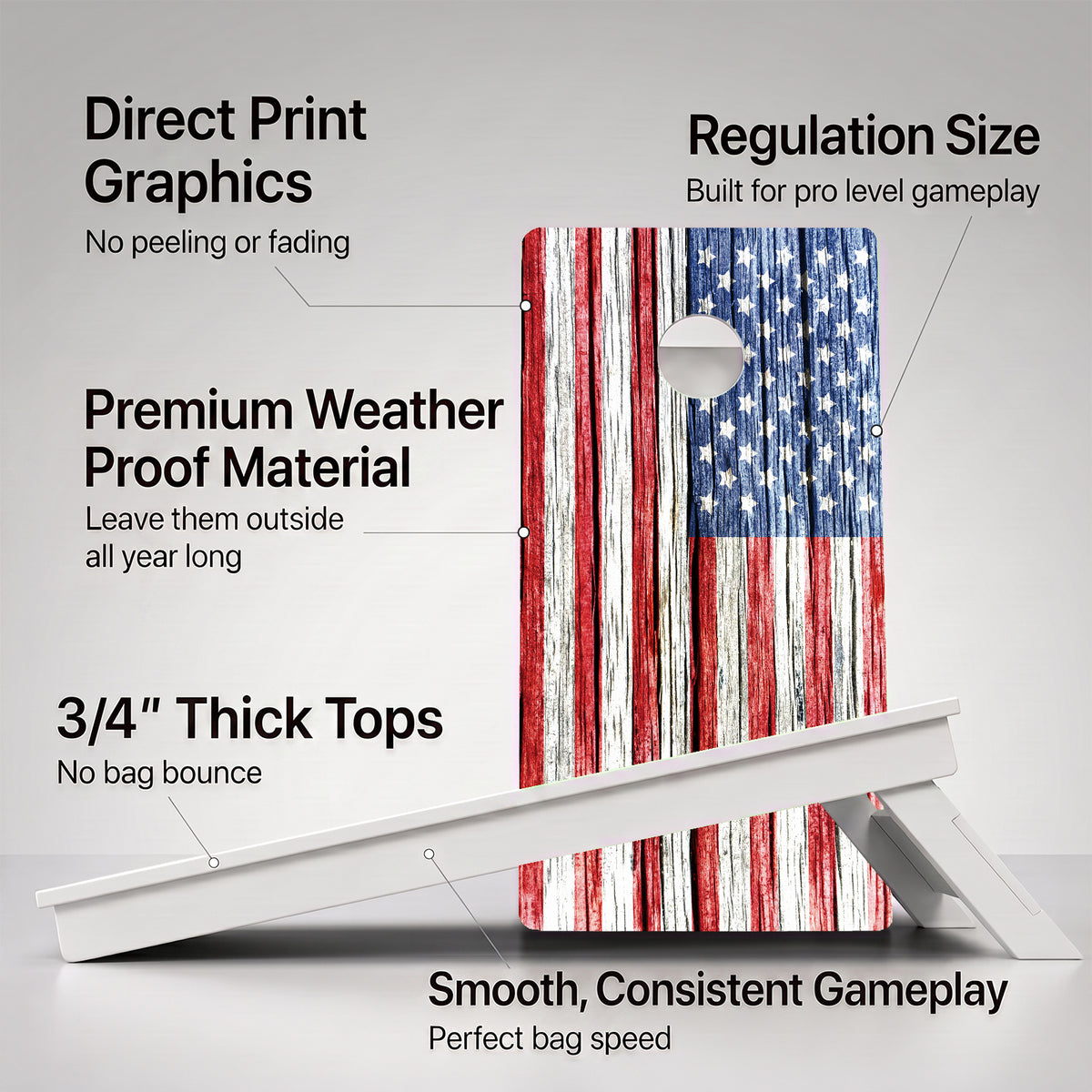 Rustic Wood American Flag Weather Proof Cornhole Boards