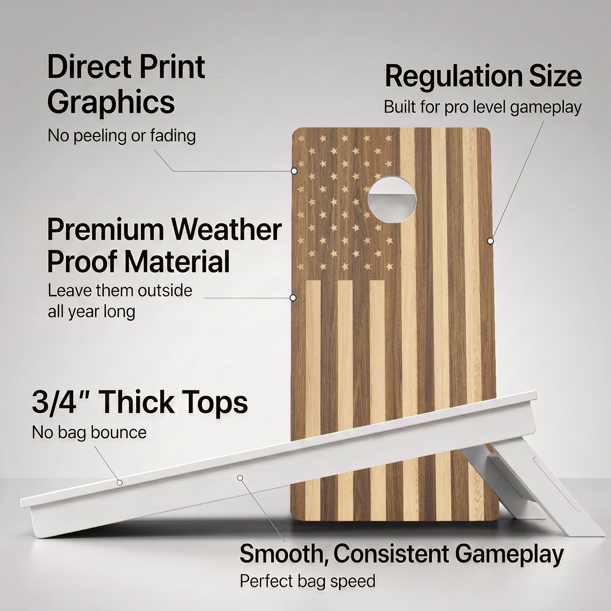 Wood American Flag Weather Proof Cornhole Boards