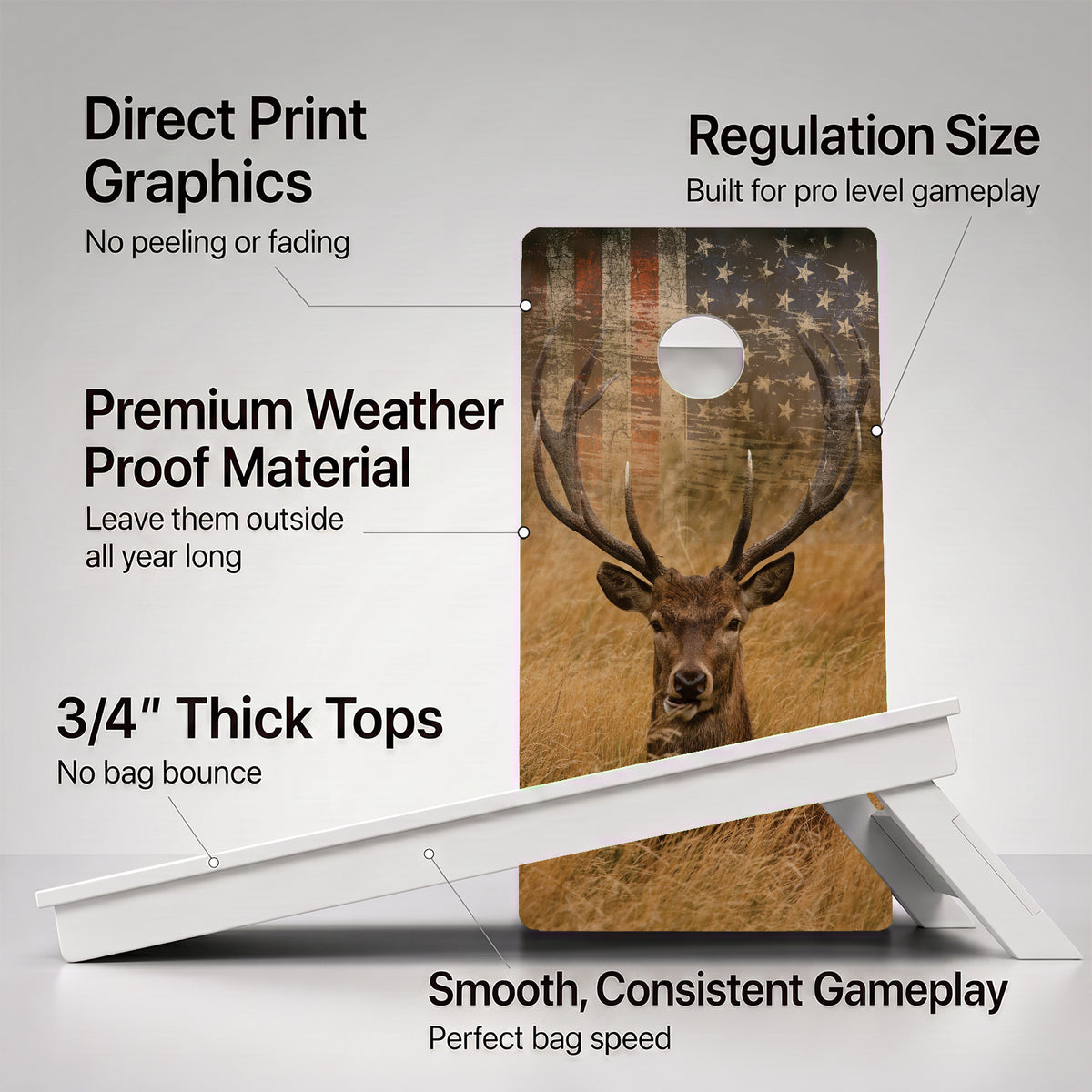 Deer Flag Weather Proof Cornhole Boards