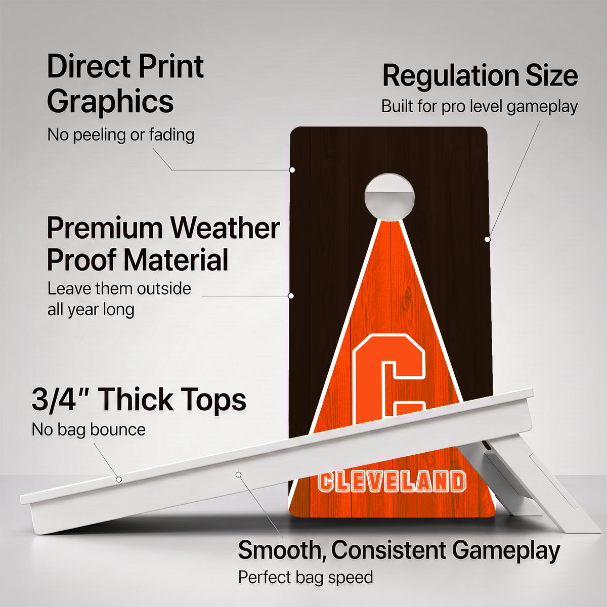 Cleveland Pennant Football Weather Proof Cornhole Boards