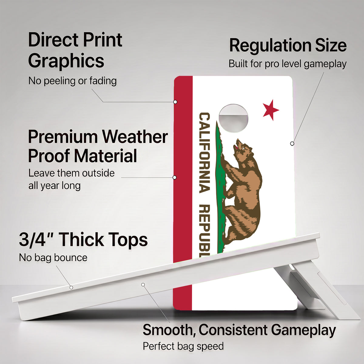 California Flag Weather Proof Cornhole Boards