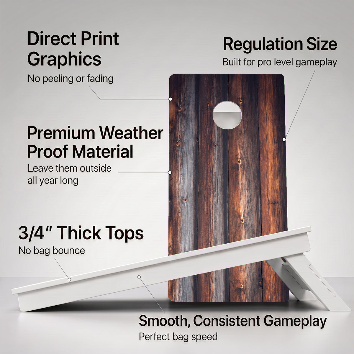 Wood Grain Weather Proof Cornhole Boards