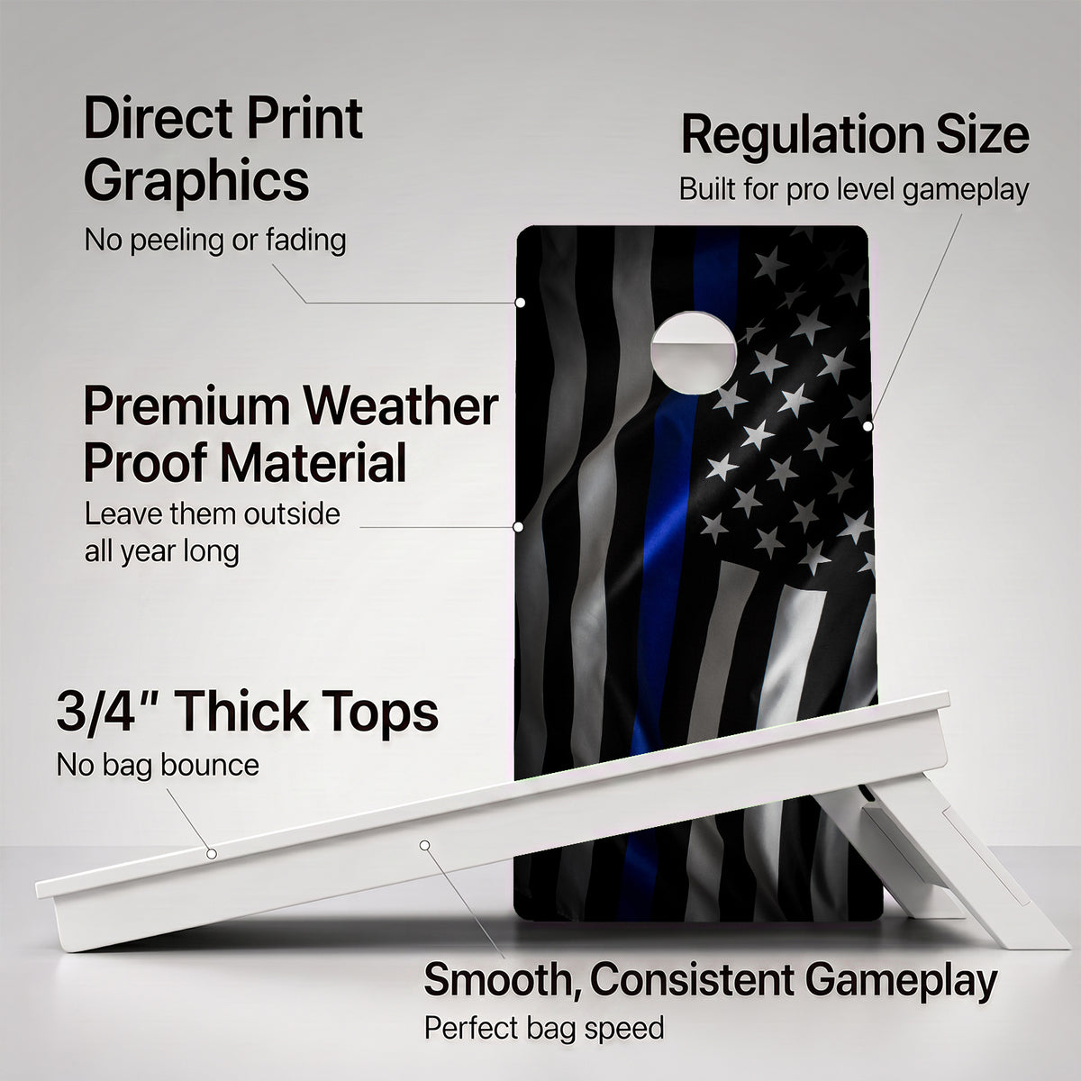 Blue Line Flag Weather Proof Cornhole Boards