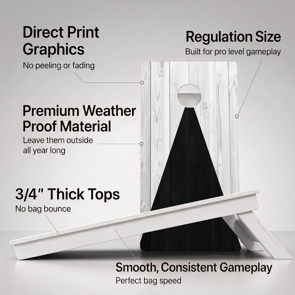 Black & Grey Weather Proof Cornhole Boards