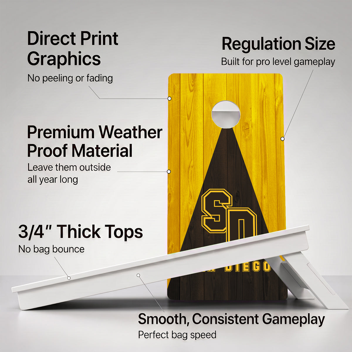 San Diego Baseball Weather Proof Cornhole Boards
