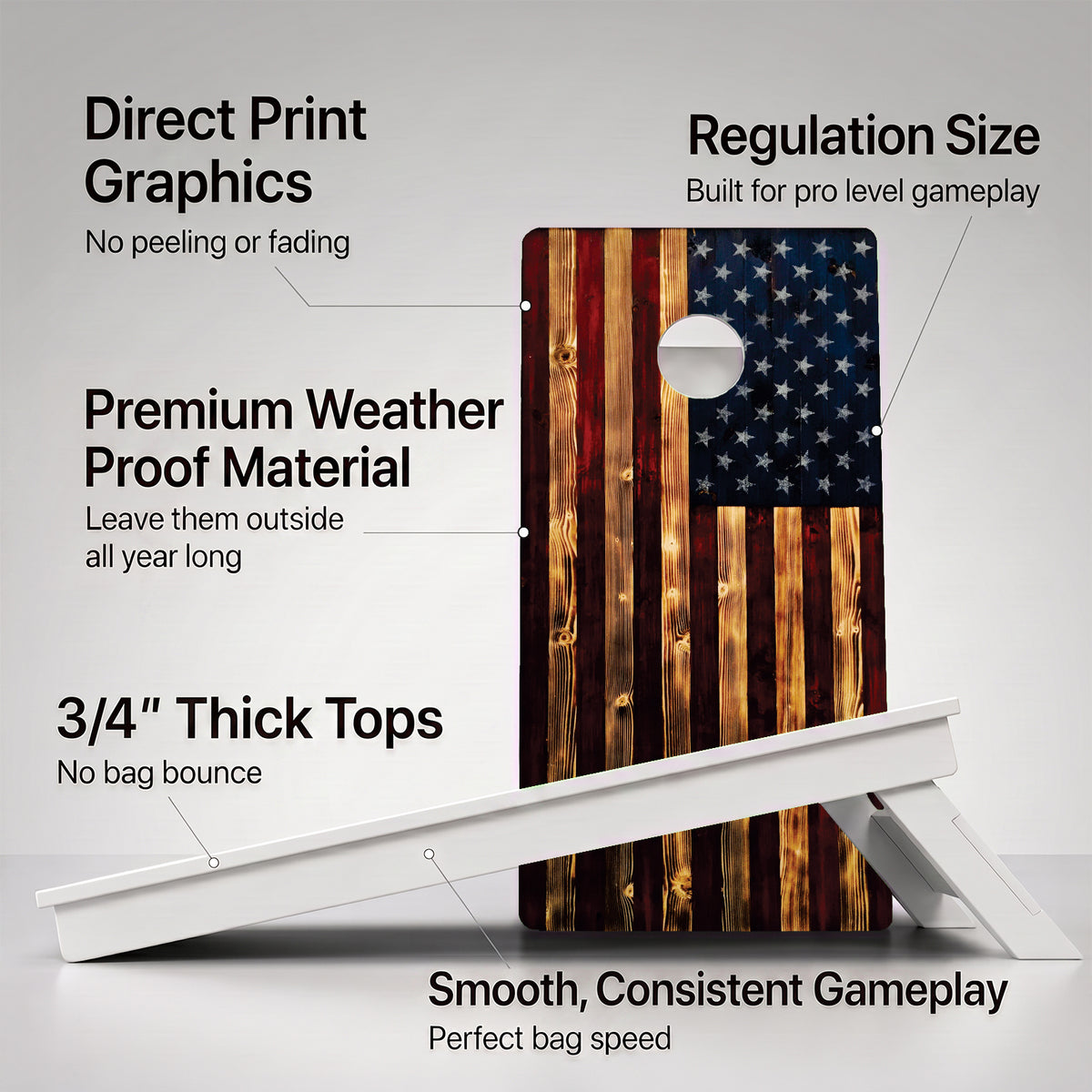 Rustic American Flag Weather Proof Cornhole Boards