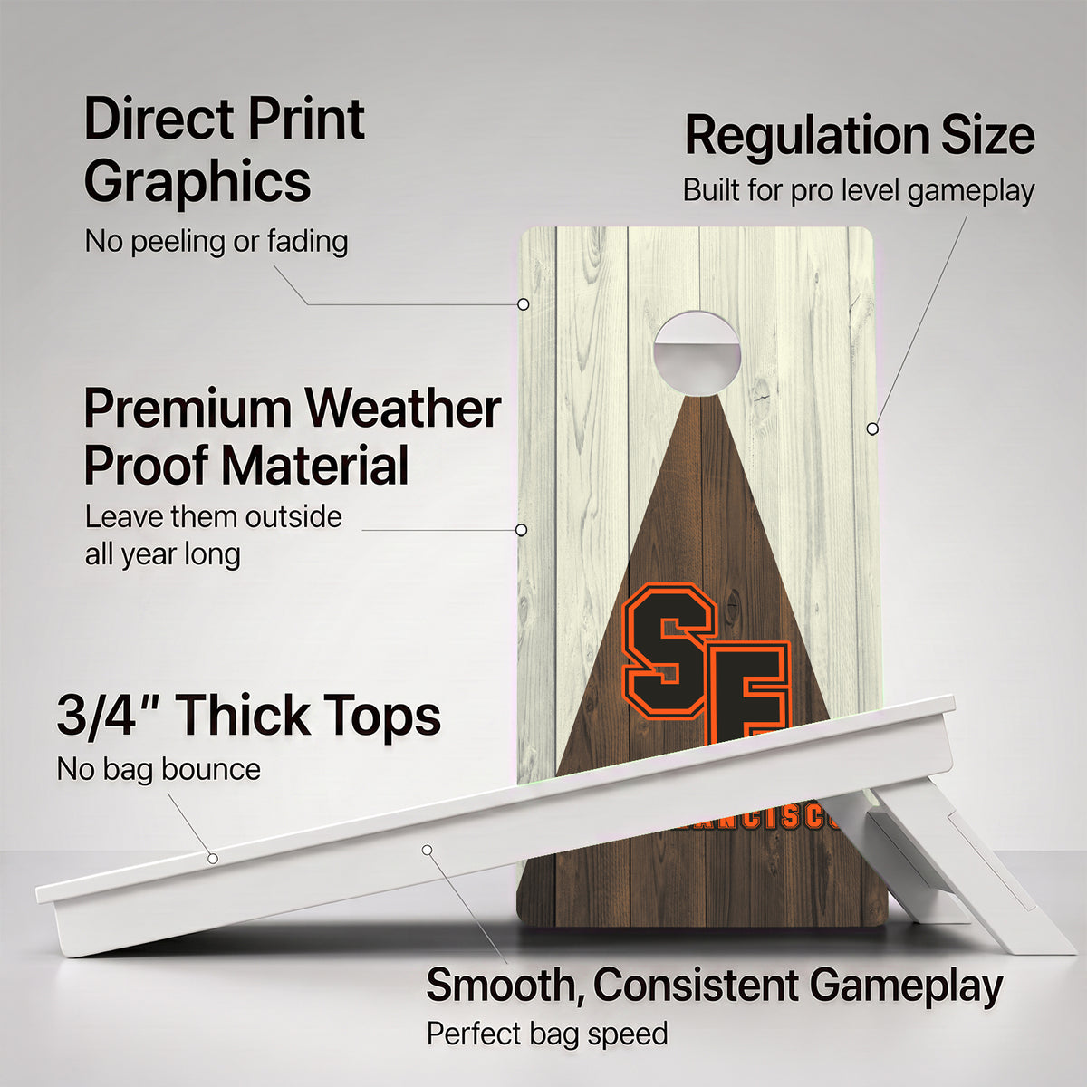 San Francisco Baseball Weather Proof Cornhole Boards