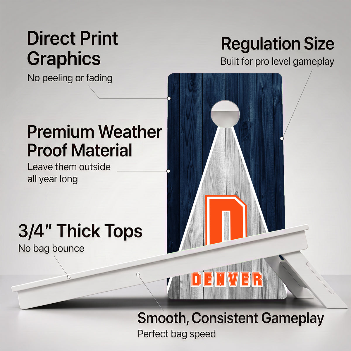 Denver Pennant Football Weather Proof Cornhole Boards