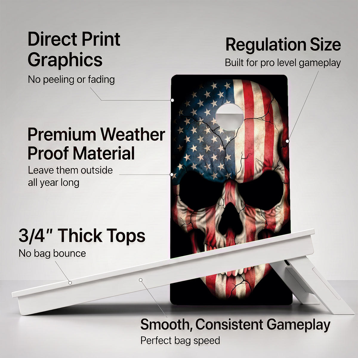 American Skull Weather Proof Cornhole Boards