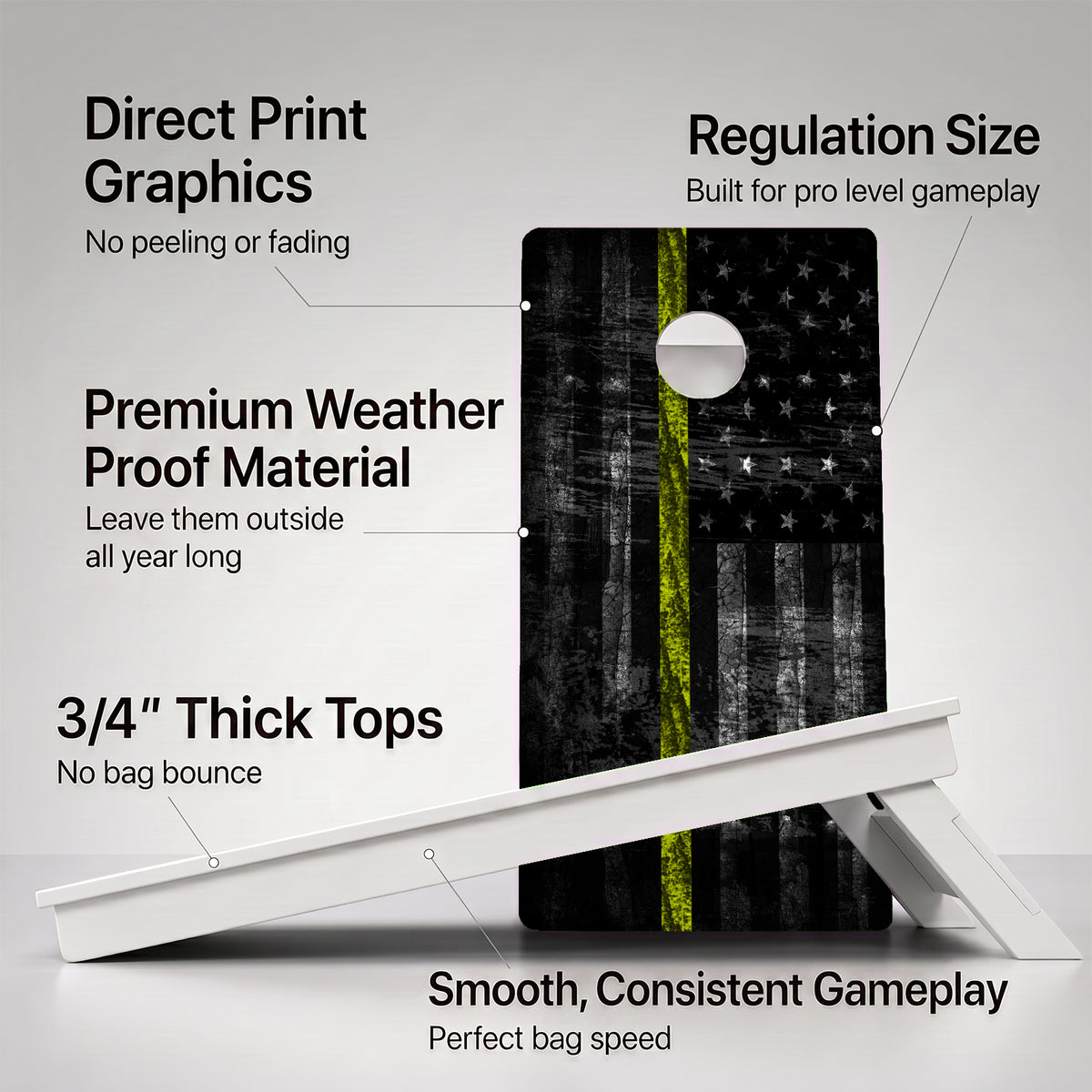 Thin Yellow Line Dispatch Flag Weather Proof Cornhole Boards