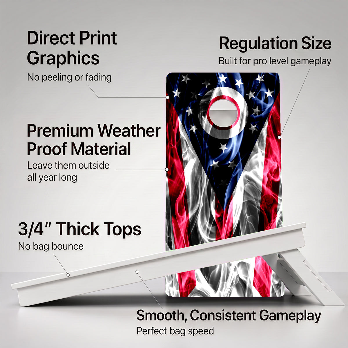 Ohio Flag Weather Proof Cornhole Boards