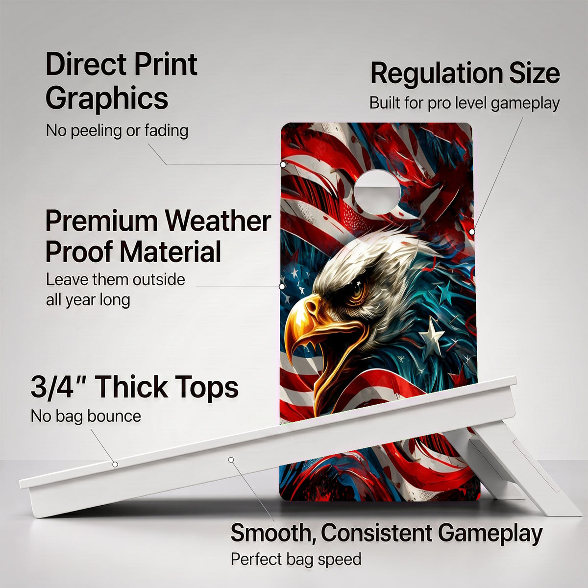 USA Patriotic Eagle Weather Proof Cornhole Boards