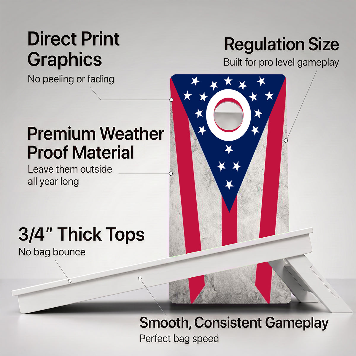 Ohio Flag Weather Proof Cornhole Boards