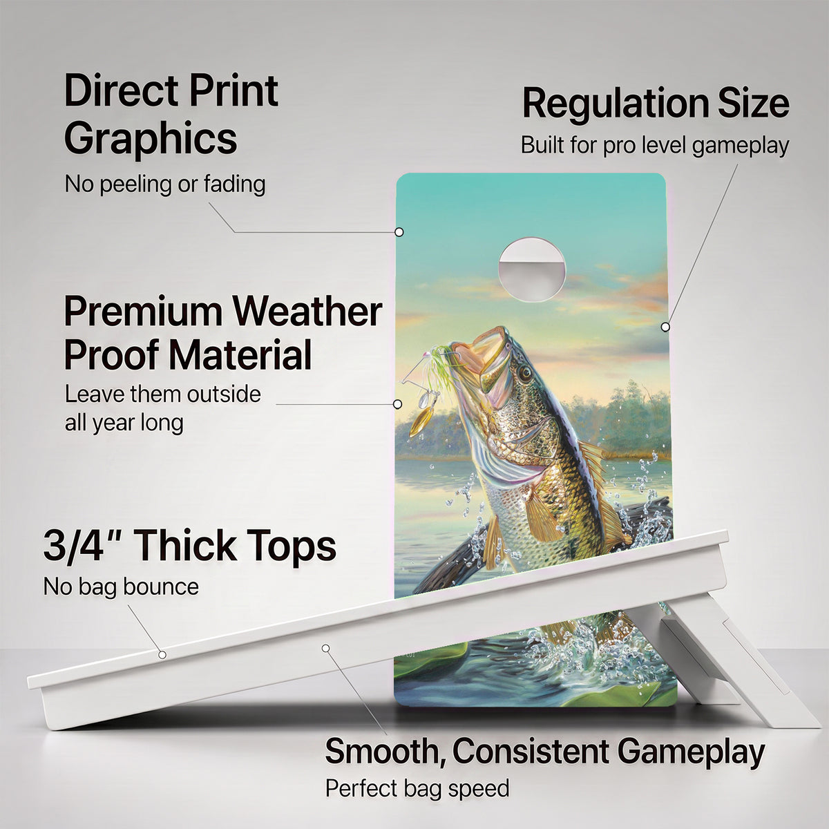 Large Mouth Bass Weather Proof Cornhole Board