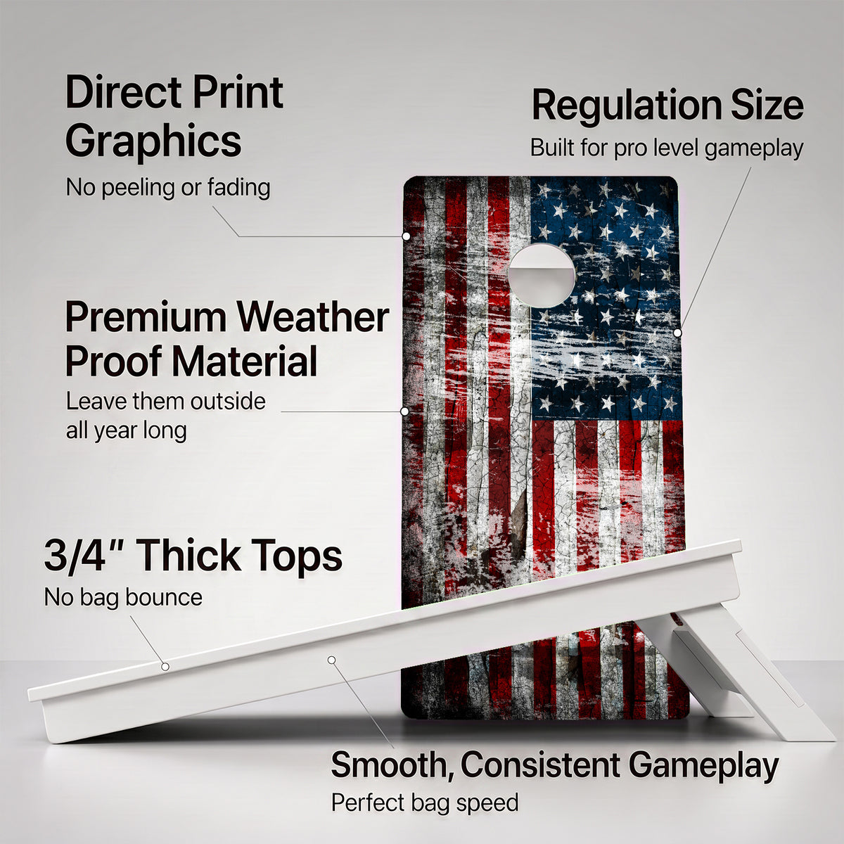 Rustic American Flag Weather Proof Cornhole Boards