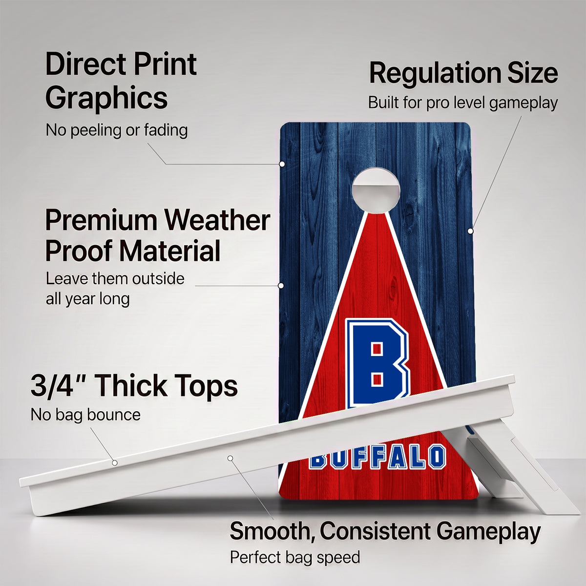 Buffalo Pennant Football Weather Proof Cornhole Boards