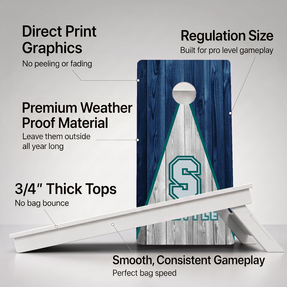 Seattle Baseball Weather Proof Cornhole Boards