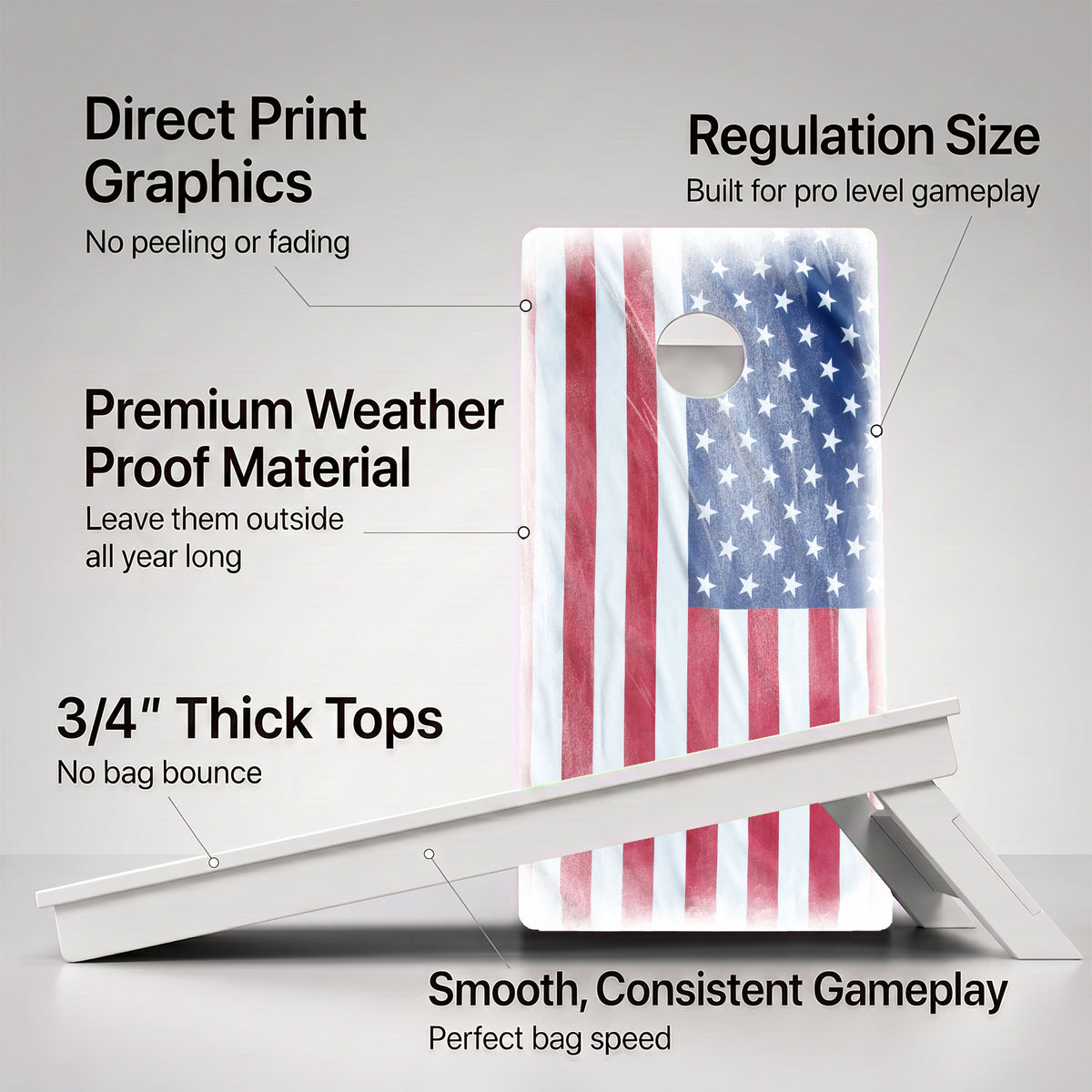 Murky American Flag Weather Proof Cornhole Boards