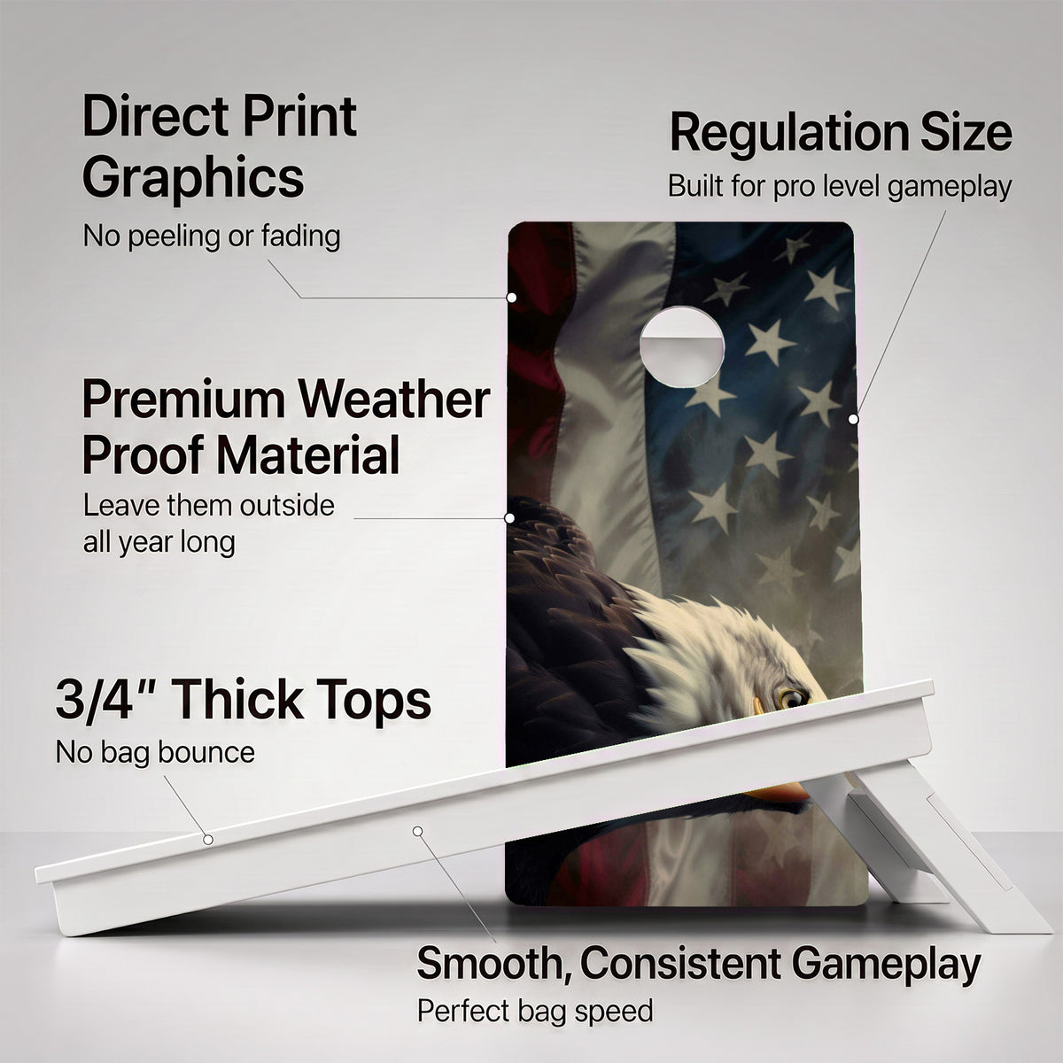 Bald Eagle American Flag Weather Proof Cornhole Boards