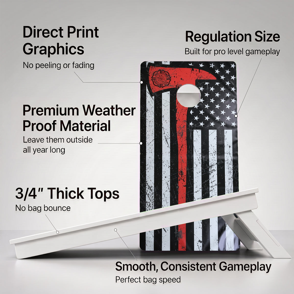 Thin Red Line Axe Weather Proof Cornhole Boards