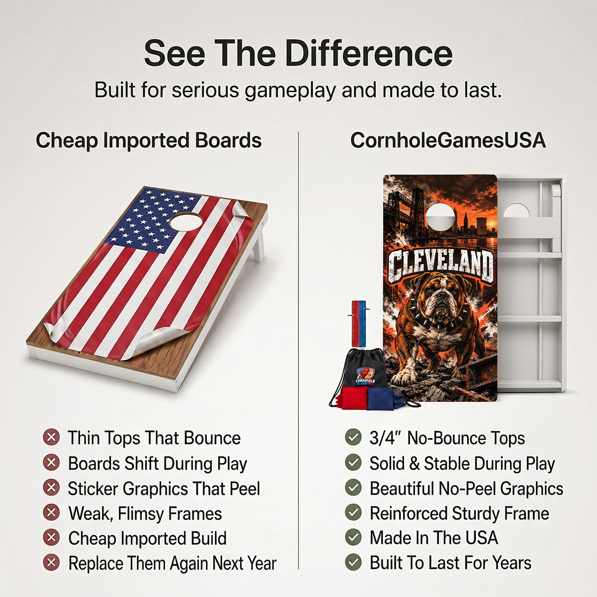 Cleveland Football Weather Proof Cornhole Boards
