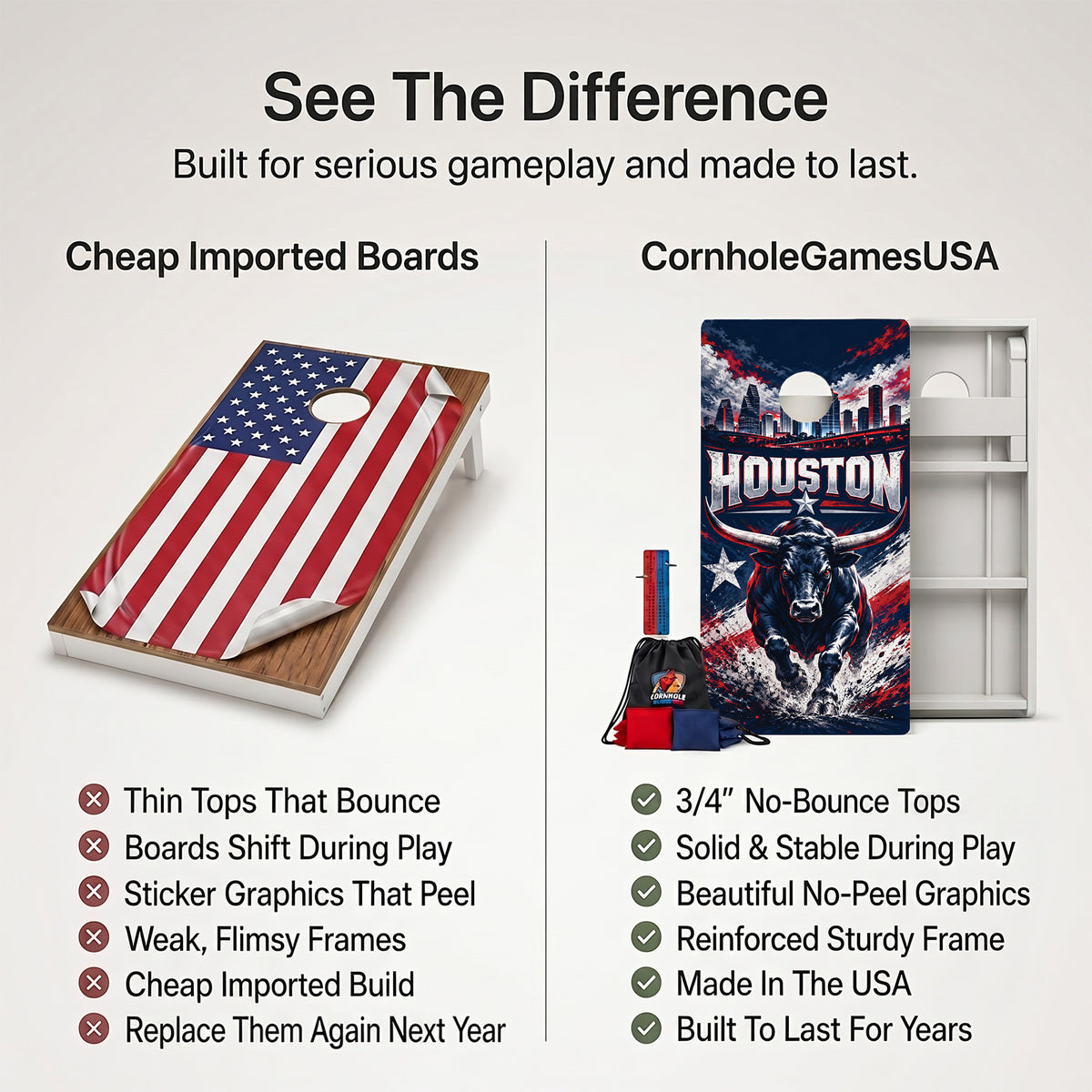 Houston Football Weather Proof Cornhole Boards