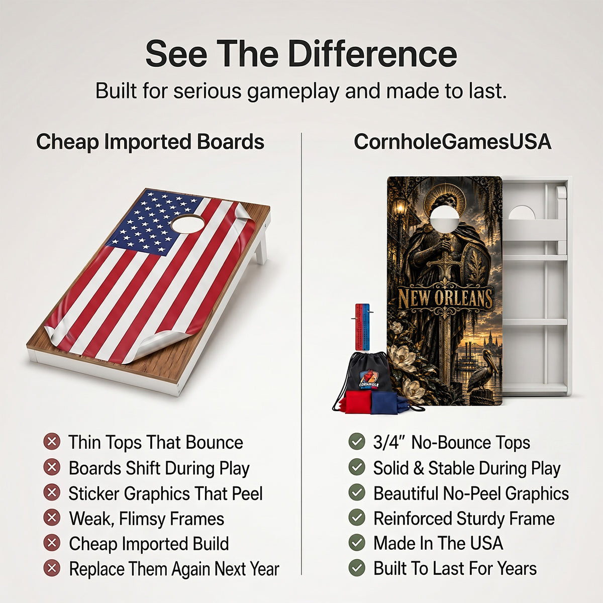 New Orleans Football Weather Proof Cornhole Boards
